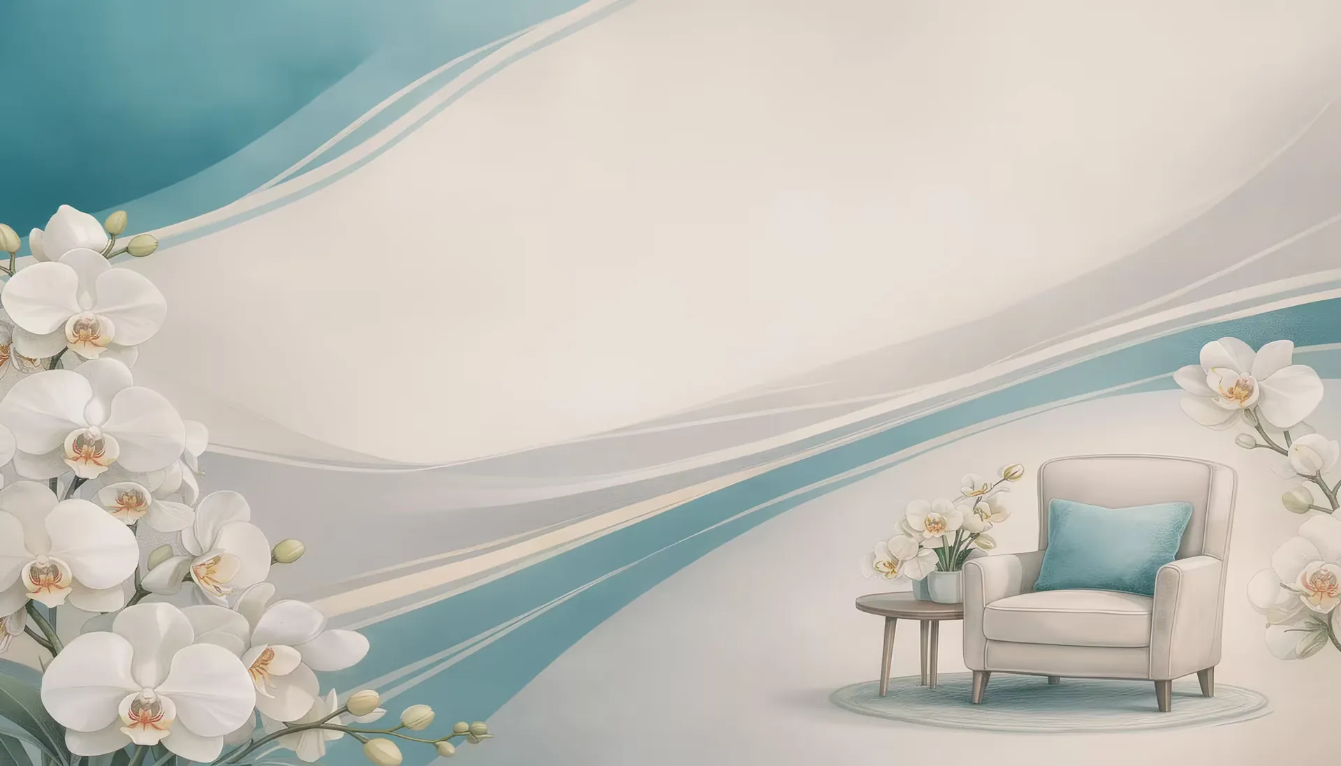 An illustrated armchair in a calm, sunlit room — Mrs. T's Chair